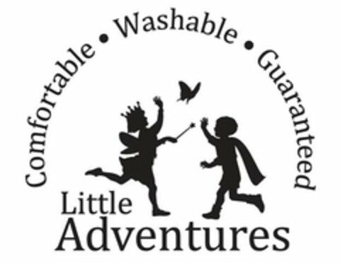 LITTLE ADVENTURES COMFORTABLE · WASHABLE · GUARANTEED Logo (USPTO, 05.10.2015)