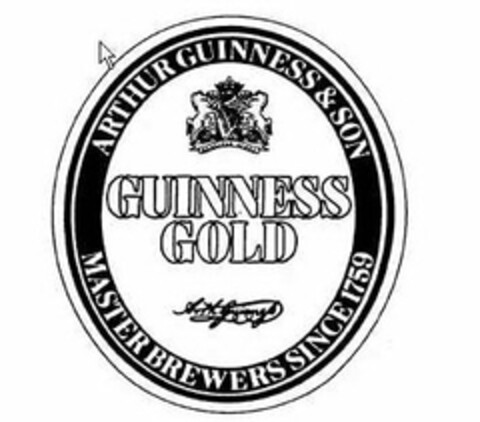 GUINNESS GOLD ARTHUR GUINNESS & SON MASTER BREWERS SINCE 1759 Logo (USPTO, 04/16/2010)