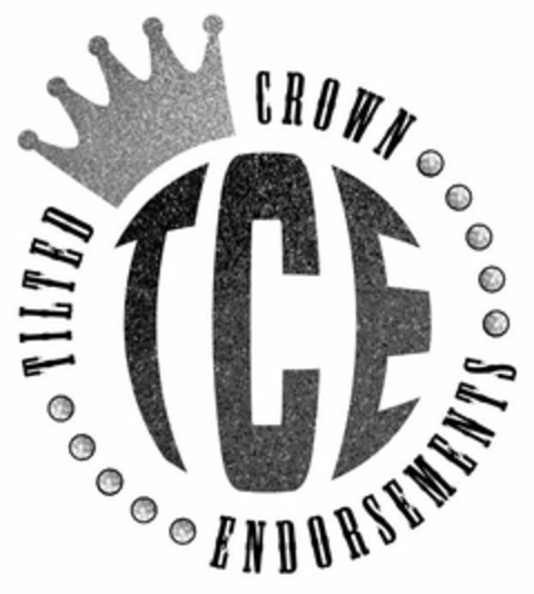 TCE TILTED CROWN ENDORSEMENTS Logo (USPTO, 07/21/2020)