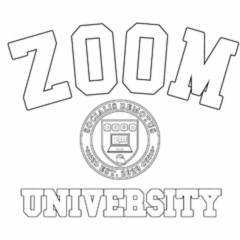 ZOOM UNIVERSITY SOCIALIS REMOTUS EST. 2020 + 20 :-( Logo (USPTO, 08/06/2020)