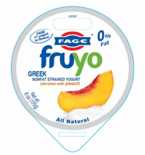 FAGE #1 YOGURT IN GREECE FAGE FRUYO GREEK NONFAT STRAINED YOGURT BLENDED WITH PEACH ALL NAUTRAL Logo (USPTO, 25.10.2013)