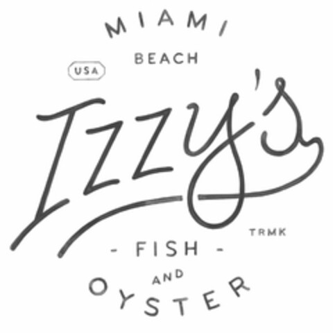 IZZY'S FISH AND OYSTER MIAMI BEACH USA TMK Logo (USPTO, 05/19/2015)