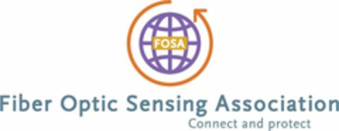 FOSA FIBER OPTIC SENSING ASSOCIATION CONNECT AND PROTECT Logo (USPTO, 05/10/2017)