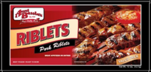 AUNT BESSIE'S EST. 1958 FINEST QUALITY MEATS RIBLETS PORK RIBLETS GREAT APPETIZER OR ENTREE! Logo (USPTO, 02.10.2012)