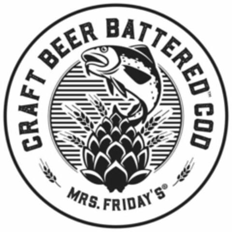 CRAFT BEER BATTERED COD, MRS. FRIDAYS Logo (USPTO, 28.09.2017)