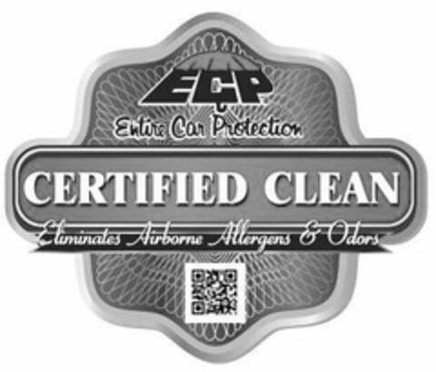 ECP ENTIRE CAR PROTECTION CERTIFIED CLEAN ELIMINATES AIRBORNE ALLERGENS & ODORS Logo (USPTO, 04/20/2020)