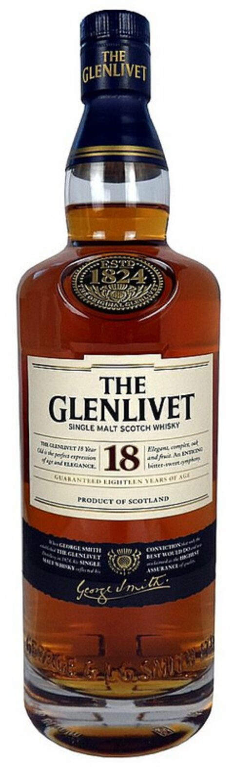 THE GLENLIVET SINGLE MALT SCOTCH WHISKY18 GUARANTEED EIGHTEEN YEARS OF AGE Logo (USPTO, 01/21/2013)