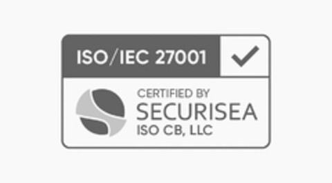 ISO/IEC 27001 CERTIFIED BY SECURISEA ISO CB, LLC Logo (USPTO, 07.04.2020)