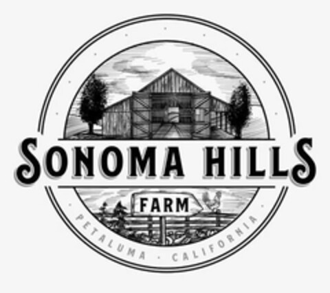 SONOMA HILLS FARM · PETALUMA · CALIFORNIA Logo (USPTO, 04/22/2020)