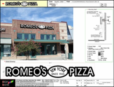 ROMEO'S NEW YORK PIZZA SINCE 1945 Logo (USPTO, 10.02.2011)