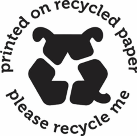 PRINTED ON RECYCLED PAPER PLEASE RECYCLE ME Logo (USPTO, 04/17/2014)