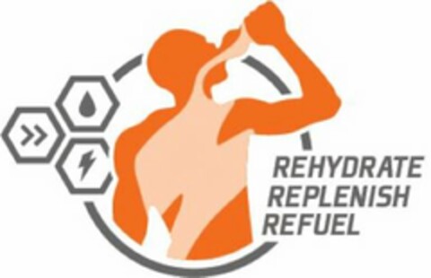 REHYDRATE REPLENISH REFUEL Logo (USPTO, 30.08.2019)