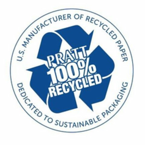 U.S. MANUFACTURER OF RECYCLED PAPER DEDICATED TO SUSTAINABLE PACKAGING PRATT 100% RECYCLED Logo (USPTO, 06.09.2019)