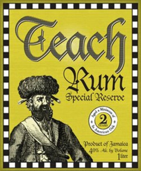 TEACH RUM SPECIAL RESERVE AGED A MINIMUM OF 2 YEARS IN AMERICAN OAK PRODUCT OF JAMAICA Logo (USPTO, 25.10.2012)