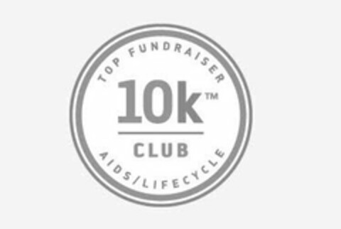 10K CLUB TOP FUNDRAISER AIDS/LIFECYCLE Logo (USPTO, 21.05.2015)