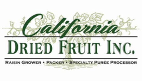 CALIFORNIA DRIED FRUIT INC. RAISIN GROWER PACKER SPECIALTY PURÉE PROCESSOR Logo (USPTO, 12/22/2015)