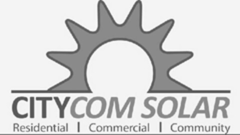 CITYCOM SOLAR RESIDENTIAL COMMERCIAL COMMUNITY Logo (USPTO, 07/28/2020)