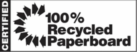 CERTIFIED 100% RECYCLED PAPERBOARD Logo (USPTO, 09.12.2013)