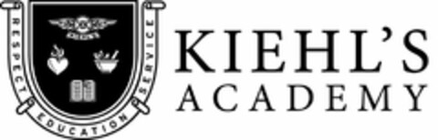 KK KIEHL'S RESPECT EDUCATION SERVICE KIEHL'S ACADEMY Logo (USPTO, 03/25/2020)