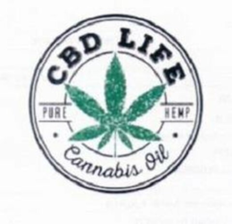 CBD LIFE PURE HEMP CANNABIS OIL Logo (USPTO, 10.06.2019)