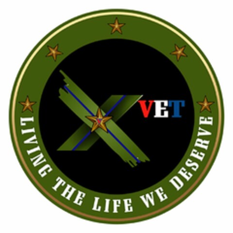 X VET LIVING THE LIFE WE DESERVE Logo (USPTO, 05/17/2020)