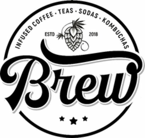 BREW INFUSED COFFEE · TEAS · SODAS · KOMBUCHAS ESTD 2018 Logo (USPTO, 11.10.2018)