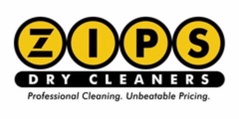 ZIPS DRY CLEANERS PROFESSIONAL CLEANING. UNBEATABLE PRICING. Logo (USPTO, 01.02.2013)