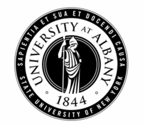 SAPIENTIA SUA ET DOCENDI CAUSA STATE UNIVERSITY OF NEW YORK UNIVERSITY AT ALBANY 1844 Logo (USPTO, 22.04.2015)