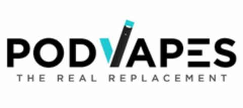 PODVAPES THE REAL REPLACEMENT Logo (USPTO, 02/11/2020)