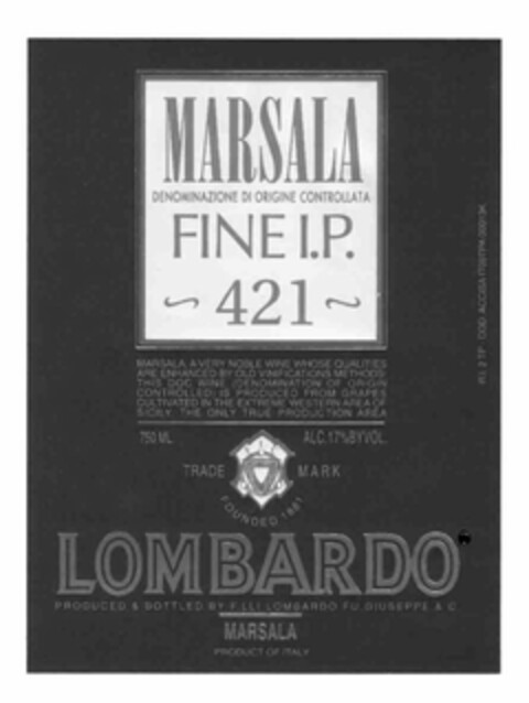 MARSALA FINE I.P. ~421~ Logo (USPTO, 09.06.2009)