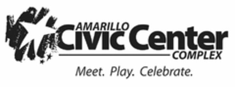 AMARILLO CIVIC CENTER COMPLEX MEET. PLAY. CELEBRATE Logo (USPTO, 10/01/2014)