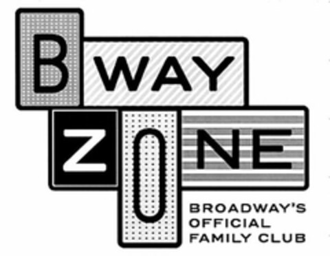 BWAY ZONE BROADWAY'S OFFICIAL FAMILY CLUB Logo (USPTO, 04/30/2015)