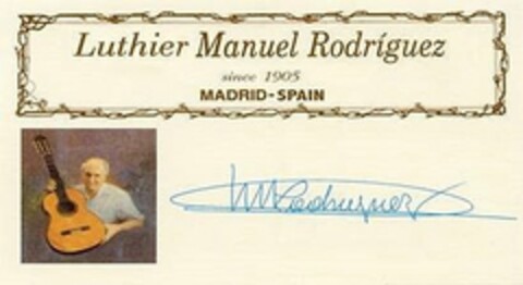 LUTHIER MANUEL RODRÍGUEZ SINCE 1905 MADRID - SPAIN Logo (USPTO, 03.01.2018)