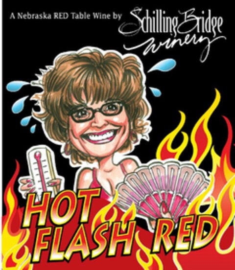 HOT FLASH RED A NEBRASKA RED TABLE WINE BY SCHILLING BRIDGE WINERY Logo (USPTO, 07/11/2011)