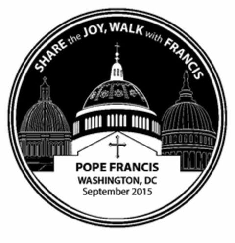 SHARE THE JOY, WALK WITH FRANCIS, POPE FRANCIS, WASHINGTON DC SEPTEMBER 2015 Logo (USPTO, 08/05/2015)