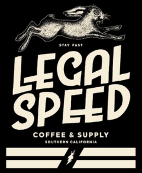 STAY FAST LEGAL SPEED COFFEE & SUPPLY SOUTHERN CALIFORNIA Logo (USPTO, 08/04/2017)