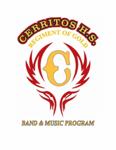 C CERRITOS H.S. REGIMENT OF GOLD BAND &MUSIC PROGRAM Logo (USPTO, 09/19/2017)