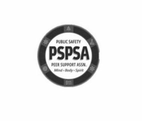 PSPSA PUBLIC SAFETY PEER SUPPORT ASSN. MIND · BODY · SPIRIT 911 Logo (USPTO, 12/06/2018)