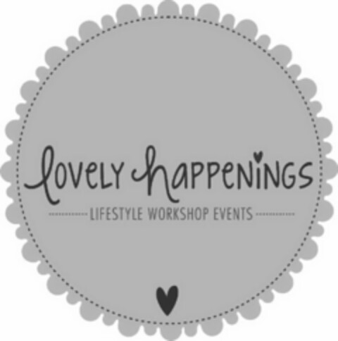 LOVELY HAPPENINGS LIFESTYLE WORKSHOP EVENTS Logo (USPTO, 02/19/2015)