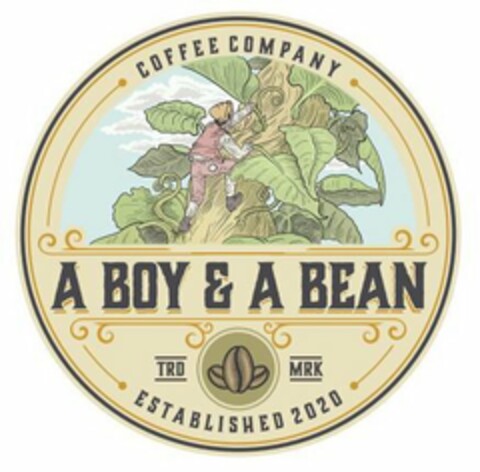 A BOY & A BEAN COFFEE COMPANY ESTABLISHED 2020 TRD MRK Logo (USPTO, 06/30/2020)