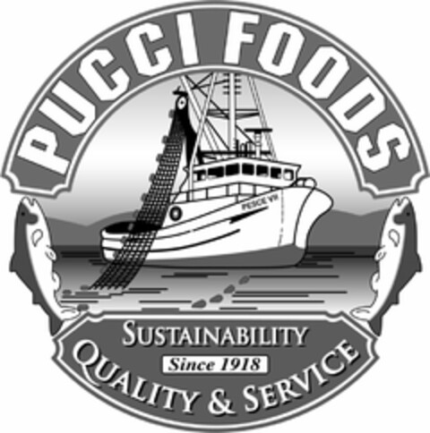 PUCCI FOODS PESCE VII SUSTAINABILITY QUALITY & SERVICE SINCE 1918 Logo (USPTO, 31.08.2020)