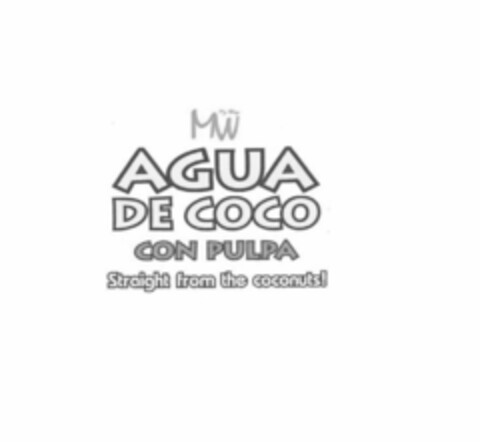 MY WAY MW AGUA DE COCO CON PULPA STRAIGHT FROM THE COCONUTS Logo (USPTO, 09.12.2009)