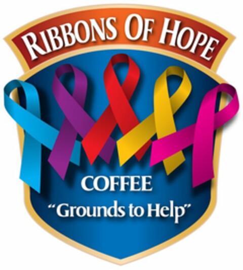 RIBBONS OF HOPE COFFEE "GROUNDS TO HELP" Logo (USPTO, 09/10/2012)