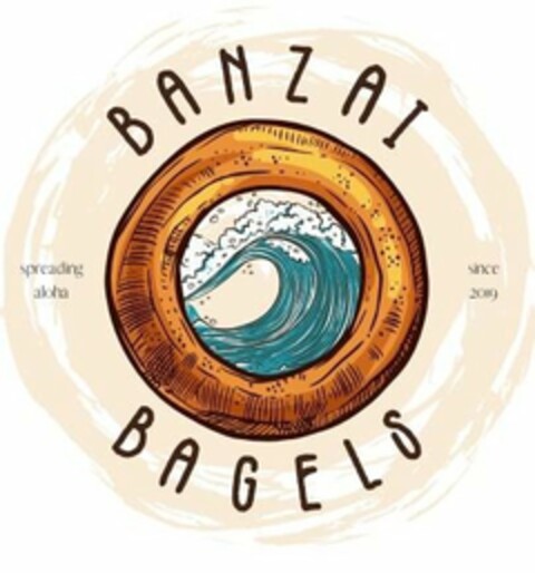 BANZAI BAGELS, SPREADING ALOHA SINCE 2019 Logo (USPTO, 02.11.2019)