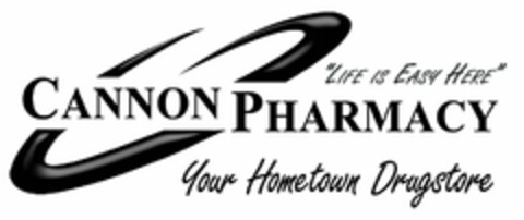 "LIFE IS EASY HERE" CANNON PHARMACY YOUR HOMETOWN DRUGSTORE Logo (USPTO, 12/13/2019)