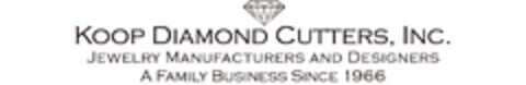 KOOP DIAMOND CUTTERS, INC. JEWELRY MANUFACTURERS AND DESIGNERS A FAMILY BUSINESS SINCE 1966 Logo (USPTO, 09.11.2010)