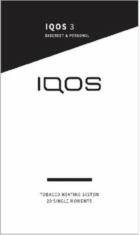 IQOS 3 IQOS  TOBACCO HEATING SYSTEM DISCREET & PERSONAL 20 SINGLE MOMENTS Logo (USPTO, 21.06.2018)