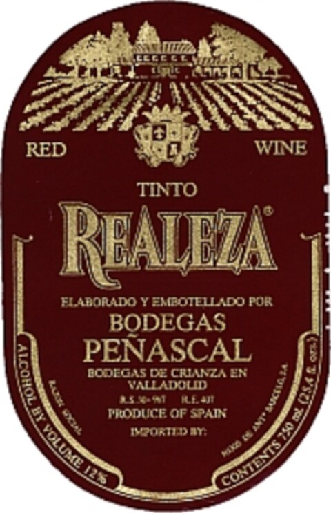 RED WINE TINTO REALEZA Logo (WIPO, 26.07.1985)