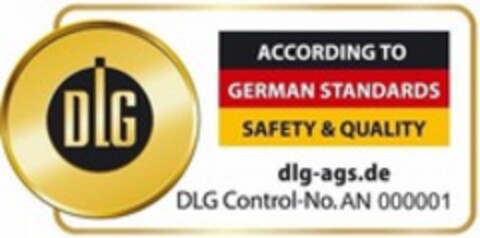 DLG ACCORDING TO GERMAN STANDARDS SAFETY & QUALITY dlg-ags.de Logo (WIPO, 10.06.2016)