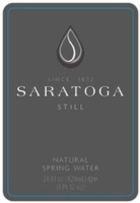 SINCE 1872 SARATOGA STILL NATURAL SPRING WATER 28 FL OZ (828ML) (1 PT 12 OZ) Logo (WIPO, 31.01.2020)